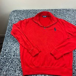 Ralph Lauren Polo Golf 1/4 Zip Pullover Mens Medium Red Pima Cotton Pony Casual